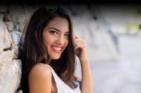 Woman Smiling with Straight White Teeth